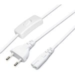 Câble d'alimentation avec interrupteur, 2 x 0, 75mm, prise eu - c7, Câble d'alimentation avec interrupteur, 2 x 0, 75mm, prise eu - c7,