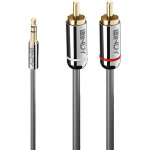 Cable audio cromo line 2x rca vers 1x jack 3, 5mm m�le 10m (gris)