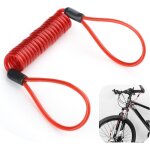 C�ble s�curit� moto 120 cm rouge, acier, cadenas disque, durable, r�sistant, pour scooters / motos / ...