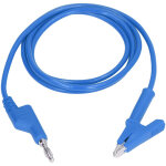 C�bles de test �lectrique avec pinces crocodile et fiches banane 4mm - bleu (j. 70035 - 1)