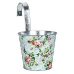 Ac - deco - cache pot zinc à suspendre motif roses Ac - deco - cache pot zinc à suspendre motif roses