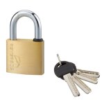 Cadenas � cl� reverso, laiton, ext�rieur, anse acier, 50mm, 4 cl�s - thirard