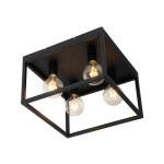 Qazqa - cage - plafonnier - 4 lumire - l 40 cm - noir - rustique - clairage intrieur - salon i chambre ...