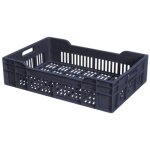 Caisse ajour�e gerbable grise. capacit� 25 litres. dimensions 600 x 400 x 135 mm - gilac
