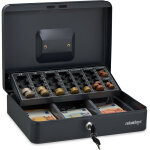 Caisse � monnaie, verrouillable, monnayeur, acier, 2 cl�s, pi�ces et billets, hlp : 9 x 30 x 23, 5 cm, ...