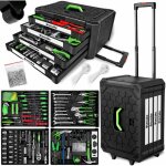 Tectake ? caisse � outils 899 pi�ces ? poign�e t�lescopique ? acier chrome - vanadium ? 4 tiroirs ? dimensions ...