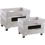 Caisses de rangement en bois blanchi (lot de 2)