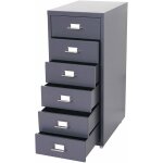 Caisson  tiroirs en acier 69x28x41cm 6 tiroirs gris fonc 040004354