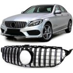 Calandre de voiture - mercedes classe c w205 s205 13 - 18 - grille sport - noir brillant / chrome - convient ...