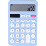 Calculatrice solaire avec piles - double alimentation - bureau et �tudiants - couleur bleu