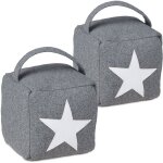 Cale porte avec poigne, lot de 2, design toile, bloqueur de porte, tissu et sable, butoir de porte, ...