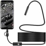 Cam�ra d'inspection de serpent usb, endoscope usb c �tanche 2. 0 mp ip67, cam�ra de type c avec 6 lumi�res ...