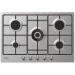 Candy classic chw74wtx plaque de cuisson encastrable 75 cm gaz 5 feux acier inoxydable