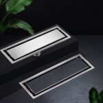 Caniveau de douche encastr� en acier inoxydable 304 ? caniveau lin�aire 10 x 20 cm ? finition bross�e ...