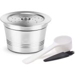 Capsules de caf rechargeables en acier inoxydable avec brosse  cuillre pour machines caffitaly