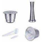 Capsule de caf� capsule r�utilisable en acier inoxydable 304 type filtre � caf� avec cuill�re de mesure ...