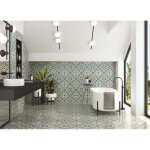 Carrelage gr�s c�rame effet carreau de ciment 20x20 cm bleu ? finition satin�e ? r�sistant � l'humidit� ...