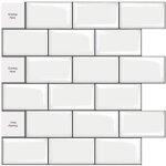 Carrelage m�tro blanc autocollant 3d - - cuisine, salle de bains - r�sistant � l'humidit� et au feu