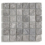 Carrelage de mosaque / plaque mosaque mur et sol en marbre naturel, coloris gris mat - 30 x 30 cm - ...