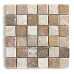 Carrelage de mosaque / plaque mosaque mur et sol en marbre naturel multicolore - 30 x 30 cm - pegane ...