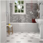 Carrelage mural faence effet graphique metro patchwork 15x7, 5cm 15x7, 5 cm dcor noir et blanc - brillant ...