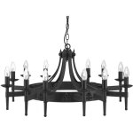 Searchlight - lustre chaine 12 branches cartwheel ii - 12l fer forg noir, e14 12x60w max diamtre 105cm. ...