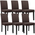 [en. casa] - lot de 6 chaises de salle  manger hamburg similicuir marron