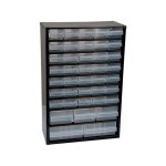 Casier m�tallique 40 tiroirs en m�tal et polypropyl�ne ? dimensions 15x55, 2x30, 6 cm ? fixation murale ...