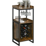 Mh - casier � vin et support de verres liverpool bois et noir