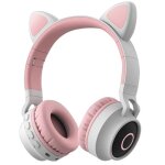 Casque audio bluetooth avec oreilles de chat et autonomie prolong�e, �couteurs sans fil pour filles (rose ...