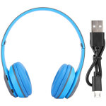 Casque audio bluetooth r�ducteur de bruit pliable st�r�o pour jeux fm musique sans fil bleu