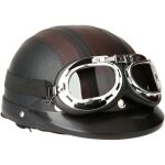 Casque de moto scooter vespa, casque coupe - vent d'hiver avec visire uv lunettes retro style de vintage ...