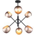 Cavazza - suspension moderne � suspendre noir, or 6 lumi�res avec abat - jour zloty, e14 - italux