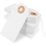 Ccykxa - a lot de 100 �tiquettes avec fil blanc, etiquette cadeau brocante etiquette kraft avec ficelle ...