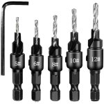 Ccykxa 5pcs fraises de jeu de forets � fraiser jeu de forets � chanfreiner 1 / 4  r�glable 5 pcs m�ches ...