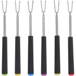 Ccykxa fourchettes � fondue t�lescopiques en inox 6 pi�ces r�glables pour barbecue et camping, brochettes ...