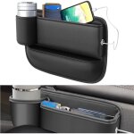 Ccykxaa 1 pcs organisateur voiture, noir universel organisateur siege voiture, avec support de verre ...