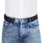 Ceinture �lastique invisible sans boucle pour femmes et hommes, jeans et pantalons, noire