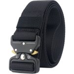 Ceinture en toile pour hommes, sangle tressee a boucle metallique a liberation de vitesse reglable, noir, ...