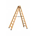 Centaure - escabeau double accs bois 2x8 marches + tablette - hauteur de travail 3, 25m