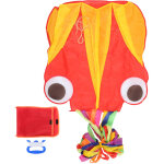 Cerf - volant octopode souple ext�rieur 4 m�tres avec ligne de 30m (queue tube rouge et jaune) - parfait ...