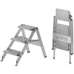 Certeo - wakü, escabeau pliant en alu, marche en aluminium strié, sans Certeo - wakü, escabeau pliant en alu, marche en aluminium strié, sans