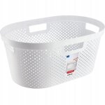 231011 infinity dots panier  linge plastique blanc 59 x 38 x 27 cm - curver