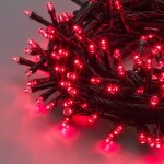 Chaine chaine 12, 8 mt se'rie 320 lumie'res de noel led 5 mm rouge reflex avec 8 jeux lumineux et cable ...