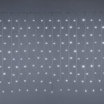Chaine de rideau de pluie cascade 200 lumie'res de noel led blanc glace avec flash froid 2x2 mt intermittent ...