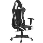 Chaise de bureau fauteuil design joueur trs confortable revtue en cuir pu noir et blanc moderne rglable ...