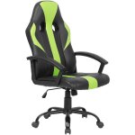 Chaise gamer fauteuil de bureau revtement cuir pu noir et vert assise confortable ergonomique et hauteur ...