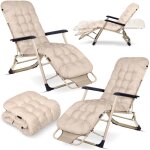 Chaise longue de jardin pliante avec coussin sofotel chillwell lot de 2 beige