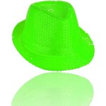 Chapeau fedora vert fluo � paillettes th��tre paillettes homme femme