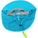 Chapeau de soleil enfant �t� avec voilette imprim� dessins anim�s et sifflet bleu lac